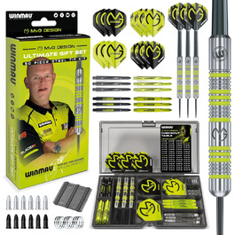 WINMAU Michael Van Gerwen (MvG) подарунковий набір для дартсу, 50 предметів, сталевий наконечник, 4 комплекти стрижнів, 4 комплекти оперень та аксесуари