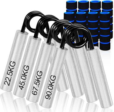 Набір з 4 тренажерів для рук та пальців, алюмінієвий тренажер передпліччя, тренажер для сили хвата, тренажер для м'язів рук, для зміцнення хвата, нарощування м'язів та реабілітації рук (50/100/150/200 lbs)