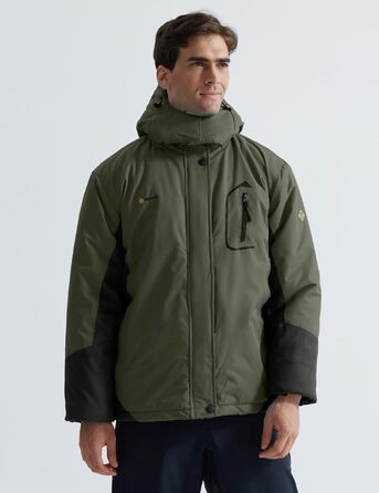 Чоловіча лижна куртка GEMYSE: водонепроникна, вітронепроникна, з підкладкою, для спорту, відпочинку, активного відпочинку на природі (армійний зелений, сірий, XXL)