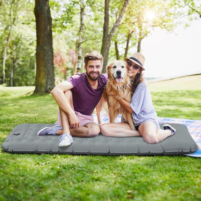 Ізомат FTSMTK самонадувна з помпою, 12 см товщина, для кемпінгу, ультралегка, компактна, надувна, спальний килимок для відпочинку на природі сірого кольору