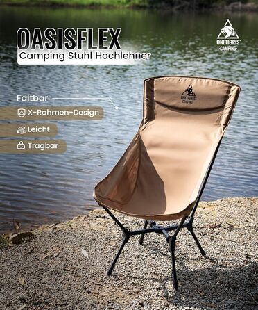 Складний туристичний стілець OneTigris OASISFLEX: міцний, легкий, з кишенями для відпочинку на природі та риболовлі (Kojote Brown)