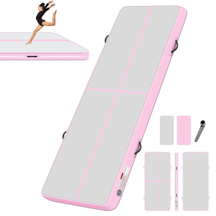 Надувний гімнастичний мат BPB для тумблінгу з електричним насосом, тренувальна доріжка для гімнастики, йоги та акробатики (300x100x10 см)