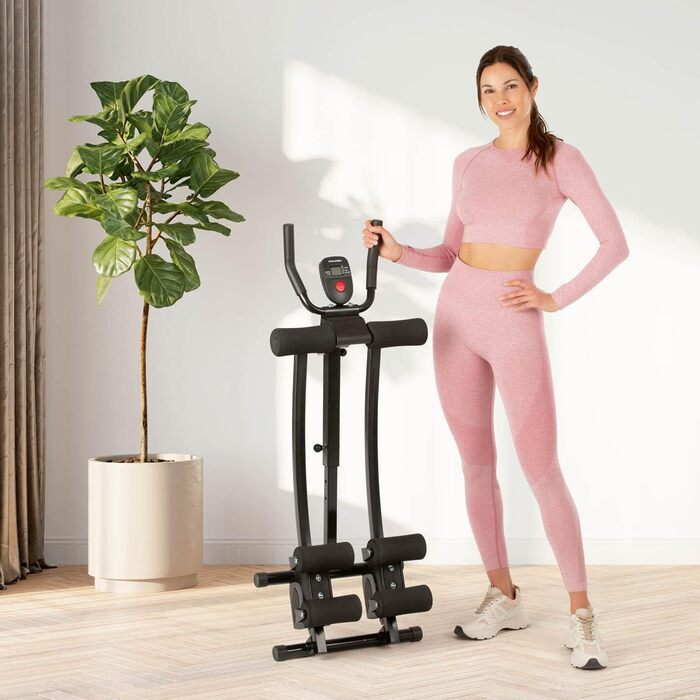 Тренажер для пресу VITALmaxx Fitmaxx 5/Abmaxx 6 з комп'ютером, фітнес-обладнання для початківців і досвідчених, 5 рівнів складності, складаний, для всього тіла