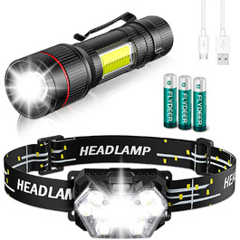 Ліхтарик на голову LED Lsnisni 2000 Люмен, 2 шт. з 6 режимами, водонепроникний IPX5, для дітей та дорослих, з батарейками AAA