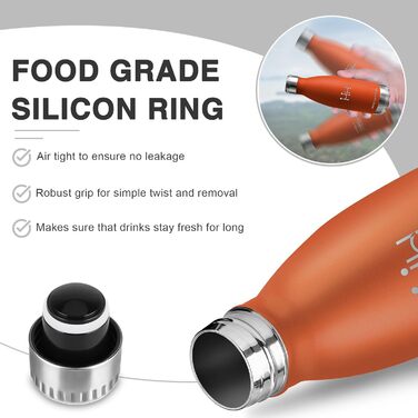 Термос HoneyHolly 750 мл, пляшка для води з нержавіючої сталі, спортивна, без BPA, для фітнесу, велоспорту, звичайні напої, оранжевий колір