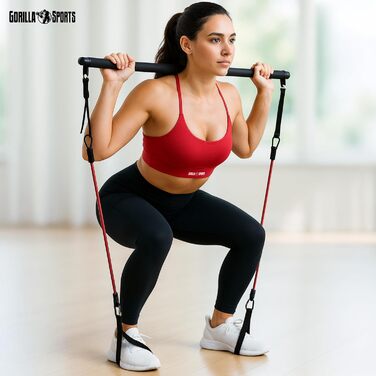 Набір для пілатесу GORILLA SPORTS® з регульованою стійкою, еластичними стрічками та петлями для рук та ніг - для дому, фітнесу та силових тренувань