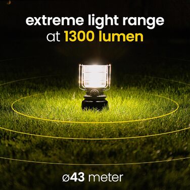 LED Ліхтар для кемпінгу BigBoy 1300 Lumen, IP64, регулювання яскравості, змінна колірна температура, акумуляторний, зелений