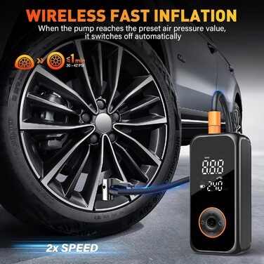 Електричний насос Onherm 6000mAh для велосипеда, авто, мотоцикла, м'ячів, SUP, 150PSI, міні-компресор з дисплеєм, портативний акумуляторний