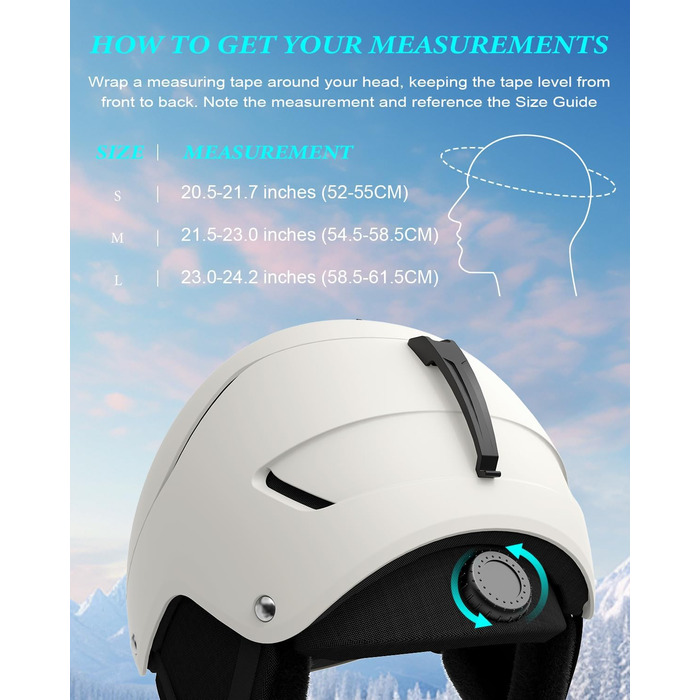 Шолом для сноуборду та лиж чоловічий/юнацький, регульований розмір, флусові навушники, система вентиляції, сумісний з маскою (Eggshell white, L)