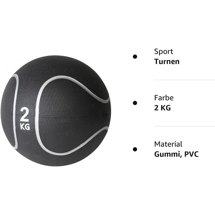 Медичний м'яч GORILLA SPORTS 2 кг, гумовий, неслизький, Ø 23/29 см, для фітнесу, тренувань, Slam Ball, Gewichtsball