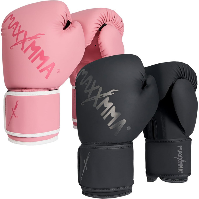 Боксерські рукавички MaxxMMA Pro Style для чоловіків та жінок, 12 унцій, рожеві. Ідеально для тренувань, спарингу, муай-тай, кікбоксингу та роботи з мішком.