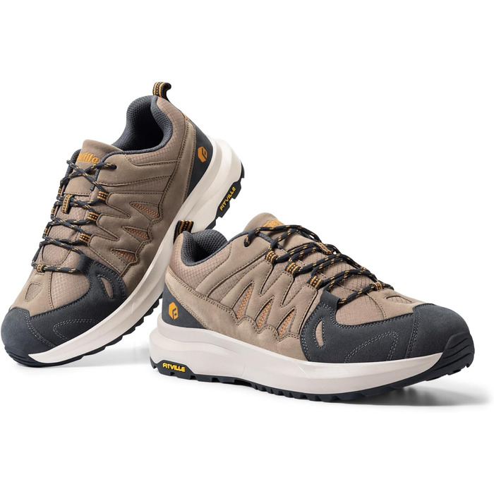 Черевики для хайкінгу FitVille для чоловіків, широкі, легкі, дихаючі. Трекінгові черевики, Outdoor, антиковзаючі, з підтримкою щиколотки, амортизація. Чоловічі кросівки з підтримкою склепіння стопи, 41 EU, коричневі.