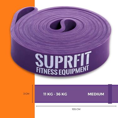 Еспандери Suprfit для фітнесу: гумові стрічки для підтягувань, кросфіту та силових тренувань (Lila, 2.2-73 кг)