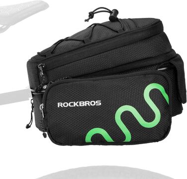 ROCKBROS велосипедна сумка на багажник 6-8л, з кріпленням, водонепроникна, зі світловідбивачами, чорна