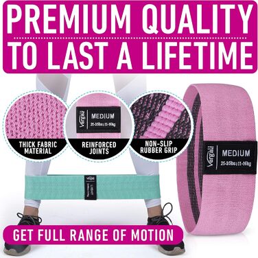 Набір еластичних гумок для фітнесу ASD 4: для м'язів сідниць, стегон та ніг. Набір з 4 гумок для жінок та чоловіків