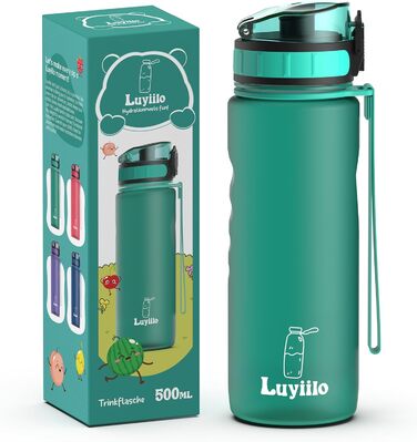 Дитяча спортивна пляшка для води Luyiilo, 500 мл, герметична, з фруктовим фільтром, для школи, спорту, без BPA, підходить для газованої води, синя