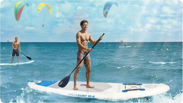 Надувний SUP-борд Neo-Sport Stand Up Paddle Board 10.6 (білий) з аксесуарами: насос, весло, страховка, рюкзак