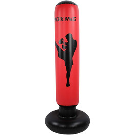 Надувний боксерський мішок 170 см для силових тренувань, чорно-червоний PVC, для чоловіків, жінок, хлопчиків та дівчаток