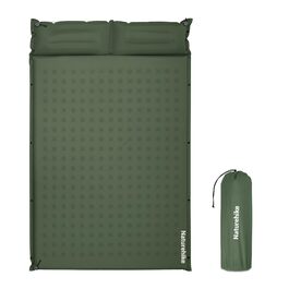 Надувний матрац Naturehike самонадувний з подушкою, 2-місний, 3 см, зелений (для кемпінгу, подорожей)