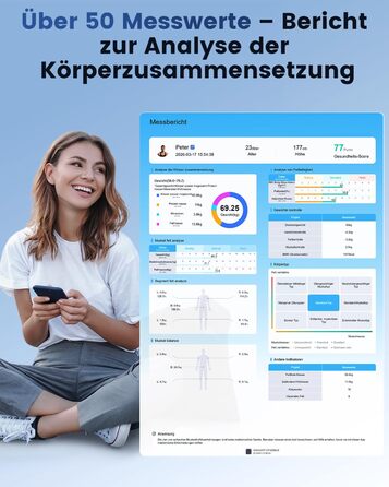 Ваги INSMART для тіла з 8 електродами: аналіз 56 параметрів (BMI, жир, м'язи), VA-дисплей, до 227 кг, чорні