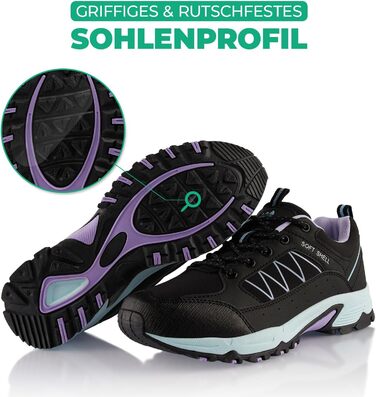 Черевики для туризму та трекінгу Softshell, жіночі та чоловічі, чорно-білі (39 EU)