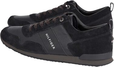 Чоловічі кросівки Tommy Hilfiger Runner Iconic з шкіри та замші (48 EU, чорний)