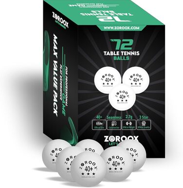 Набір тенісних м'ячів ZOROOX 72 шт. | 40+ | 3 зірки | ABS, для гри в приміщенні та на вулиці