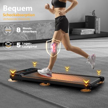 Бігова доріжка Walking Pad 2.5 к.с., тиха, під стіл, з пультом і LED-дисплеєм, портативна для дому та офісу, чорна