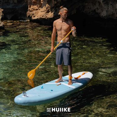 Надувний SUP-борд HUIIKE з аксесуарами: весло, фіни, насос. Стабільний та міцний, 305 x 84 x 15 см, до 130 кг. Колір Enjoyer Blue (Essential)