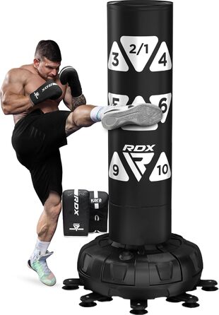 Боксерський мішок RDX 6FT для тренувань, рукавички та чохол XXL, самостійний, для MMA, кікбоксингу, білого кольору