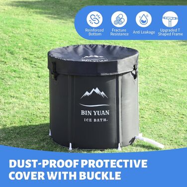 Ексклюзивна ванна для крижаних процедур B&Y з кришкою (75x75 см) – для спортсменів та відпочинку на природі