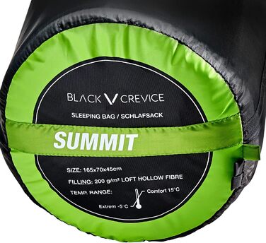 Дитячий спальний мішок Black Crevice для кемпінгу та подорожей (зелений)