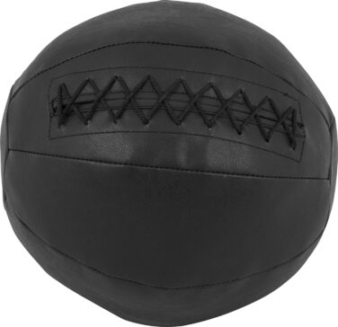 Медичний м'яч GORILLA SPORTS 8 кг, шкіряний, чорний, 29 см – тренувальний, фітнес м'яч, для кросфіту та фітнесу