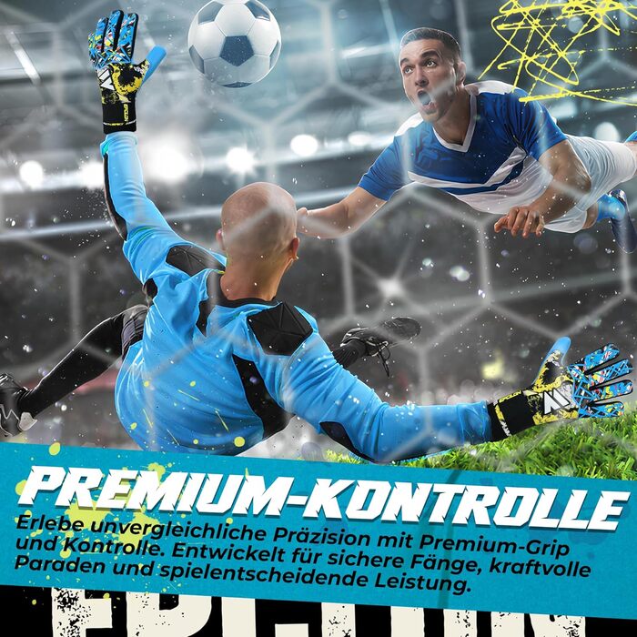 Дитячі та юнацькі воротарські рукавички Torwarthandschuhe: дихаючі та зручні рукавички з латексного піноматеріалу для хлопчиків, дівчаток та юніорів (9, Cyan)