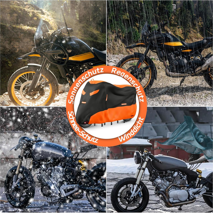 Водонепроникна накривка для мотоцикла Motorrad, 245x105x125 см. Захист від UV, дихаюча, з відбиваючими елементами. Підходить для мотоциклів, скутерів та велосипедів