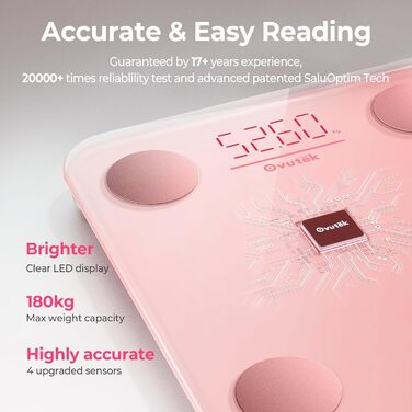 Розумна вага для тіла з вимірюванням ІМТ, цифрова вага для ванної кімнати рожевого кольору, точна вага для аналізу складу тіла