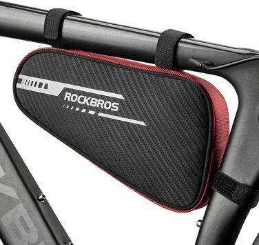 ROCKBROS велосипедна трикутна сумка 1,2 л, водовідштовхувальна, для MTB і шосейних велосипедів, чорна з червоним, сумка для інструментів на раму