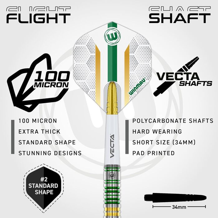 Професійний набір дартсів WINMAU Xenon 90% вольфраму з мішенями і хвостовиками, вага 18г (м'який наконечник), 23г, 24г, 25г (сталевий наконечник)