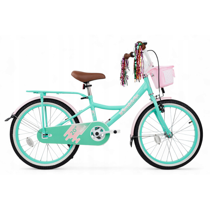Дитячий велосипед Kimet, 20 дюймів, для дівчаток 5-9 років, м'ятний, з китицями