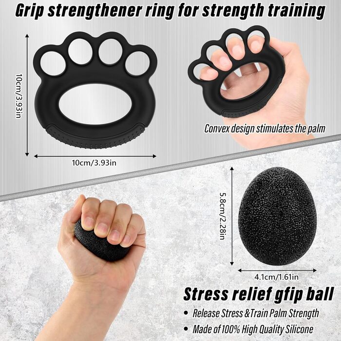 Ryaco Handtrainer: Розширювач для пальців та рук (5-100 кг), 6 предметів - тренажер для кисті, силовий хват, м'ячик для зняття стресу