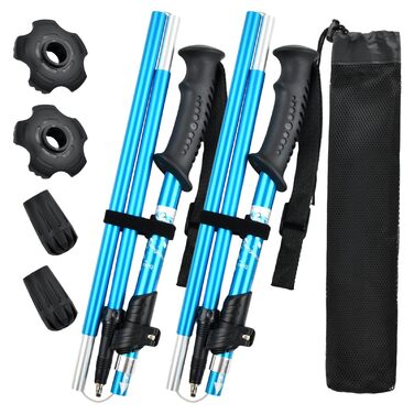 Складні трекінгові палиці для ходьби та піших прогулянок, телескопічні палиці 110-130 см, для жінок та чоловіків, алюміній 6013, легкі палиці для походів, альпінізму, хайкінгу, блакитні