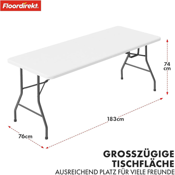 Зручний розкладний садовий столик Floordirekt Akita 120x60 см - для тераси, балкону, кемпінгу