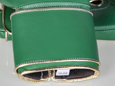 Боксерські рукавички Paffen Sport PRO Wide з клямкою для тренувань та спарингу (14 унцій, зелений/золотий)