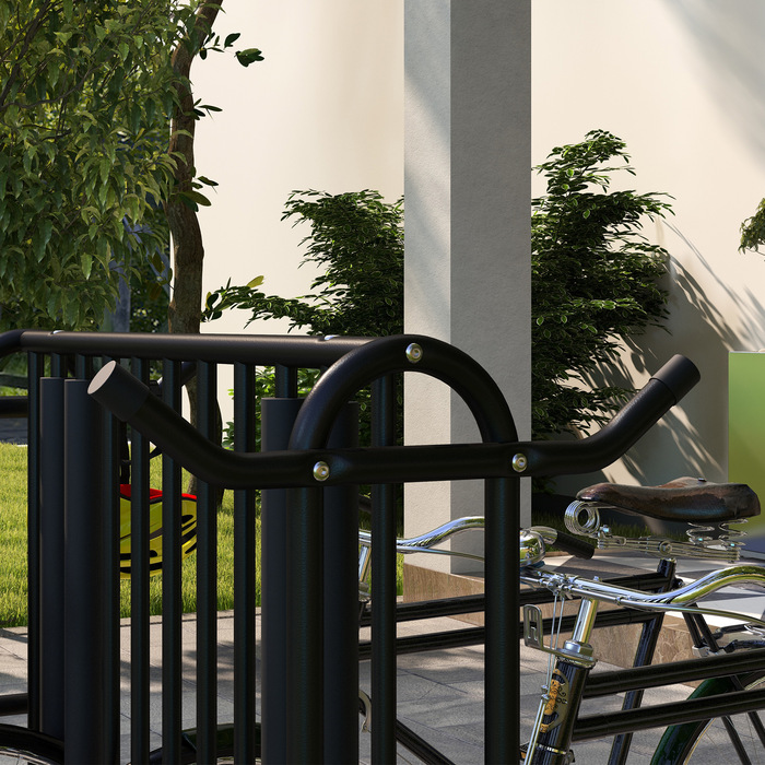 DURHAND Bicycle Stand Multi-Stand Колісна підставка Атмосферостійка підставка для 4 велосипедів, двостороння, сталева 90 x 80 x 80 см, чорна | Аосом