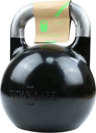 Професійна гиря TITAN LIFE PRO 10 кг зі сталі для змагань, чорна, велика опорна поверхня, легований сплав