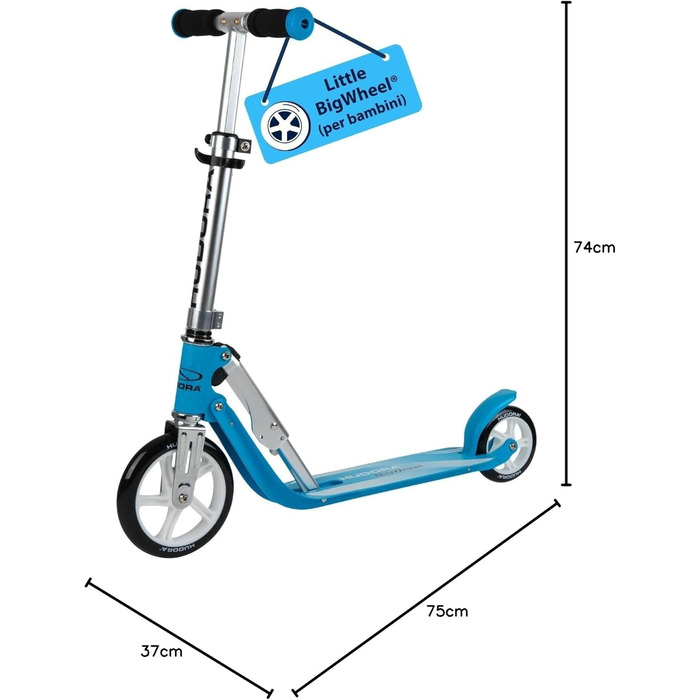 Дитячий алюмінієвий самокат HUDORA Little BigWheel, складаний, з великими колесами, регульована висота, до 100 кг, для дітей від 3 років