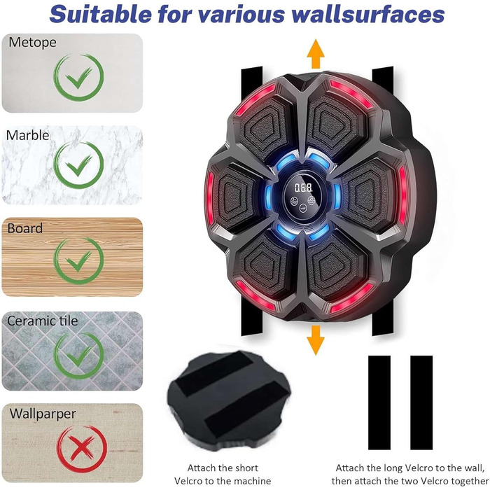 Музична боксерська машина Eznaobo з LED-підсвіткою та Bluetooth, 9 режимів, USB-зарядка, для дітей та дорослих