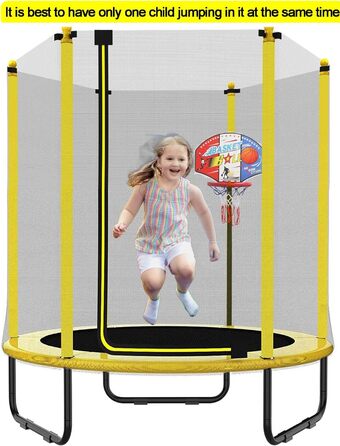 Батут PILIN для дітей з сіткою та баскетбольним кільцем, до 50 кг, для дому та саду. Ідеальний подарунок на день народження