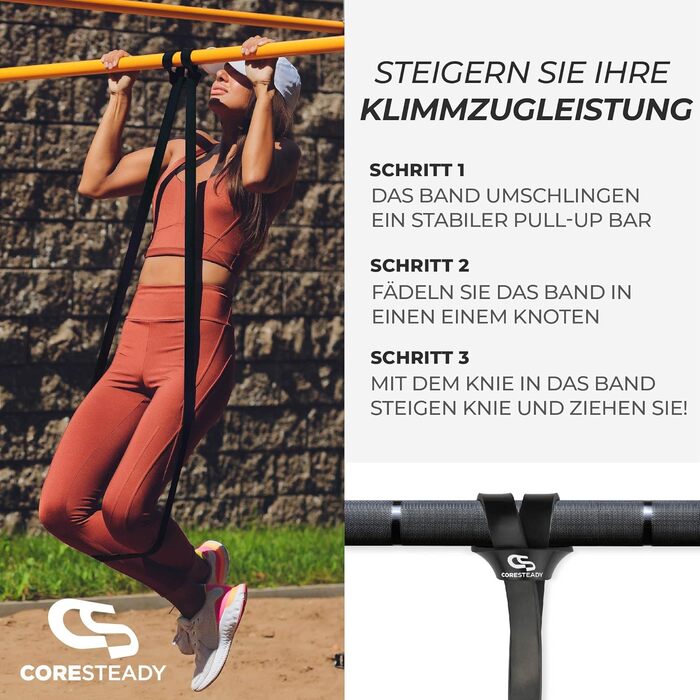Еспандер Coresteady для фітнесу та спорту – міцна гумова стрічка для підтягувань, силових тренувань та нарощування м'язів для чоловіків і жінок, набір 5 штук (червоний, чорний, фіолетовий, зелений, синій)