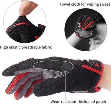 Велосипедні рукавички Vollfinger для чоловіків та жінок з сенсорним екраном, MTB, з гелевою підкладкою, червоні, XL